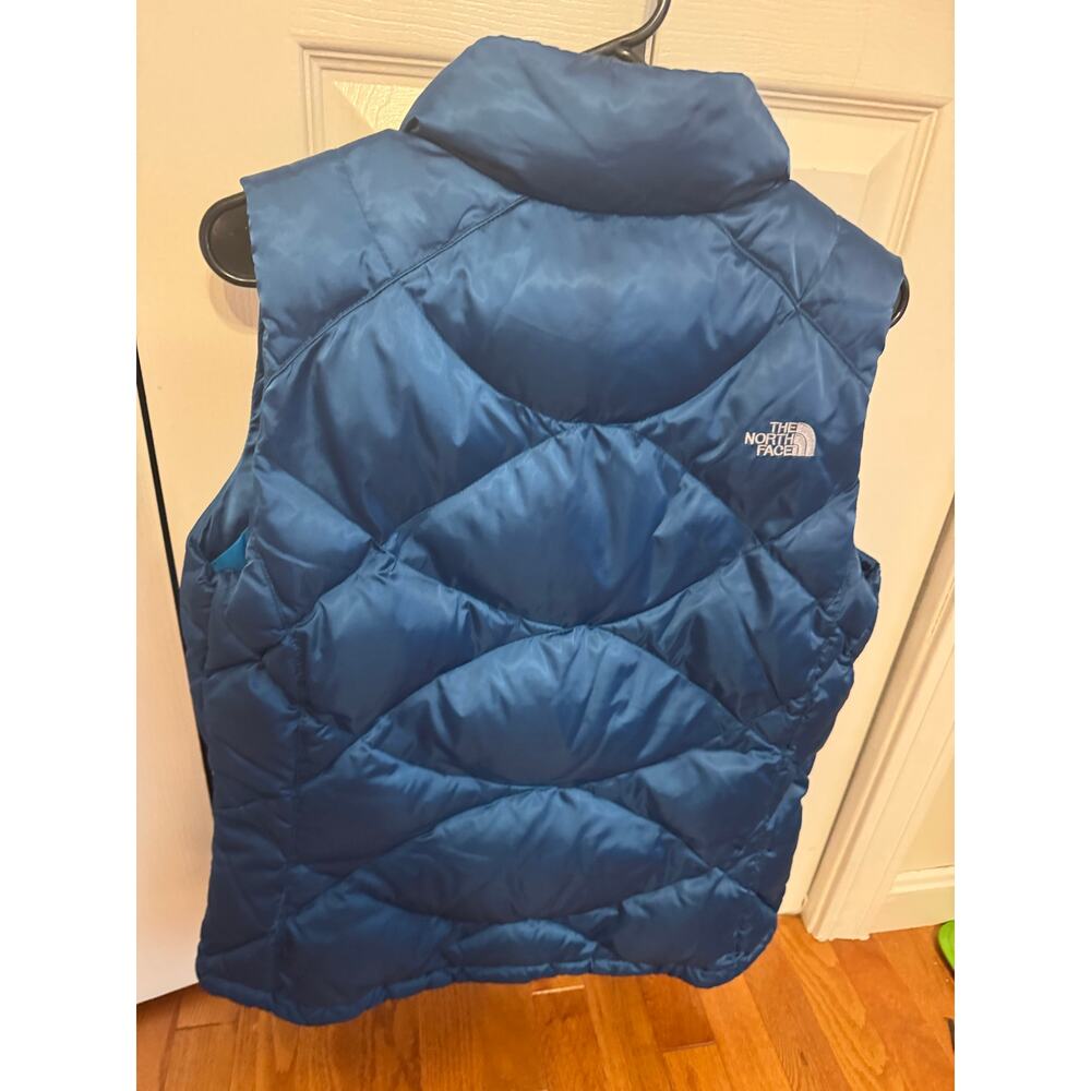 Women's The North Face 550 Fill Nuptse Down Blue Quilted Puffer Vest Jacket L - Picture 6 of 7
